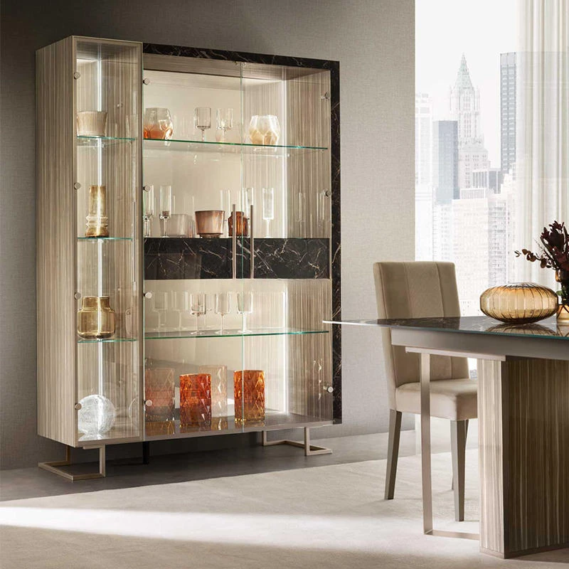 Italian Minimalist Glass Door Wine Cabinet Decorative High-End Modern Light Luxury Sideboard Cabinet