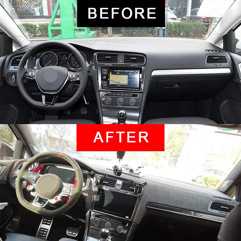 Custom Car Dashboard Cover for Volkswagen VW Golf Mk 7.5 7 GTI 2014-2019 Steering Wheel and Door Top Panel Covers
