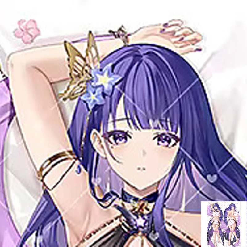 

Dakimakura Anime Pillow Cover Raiden Shogun Double Sided Print Life-size Body Decoration