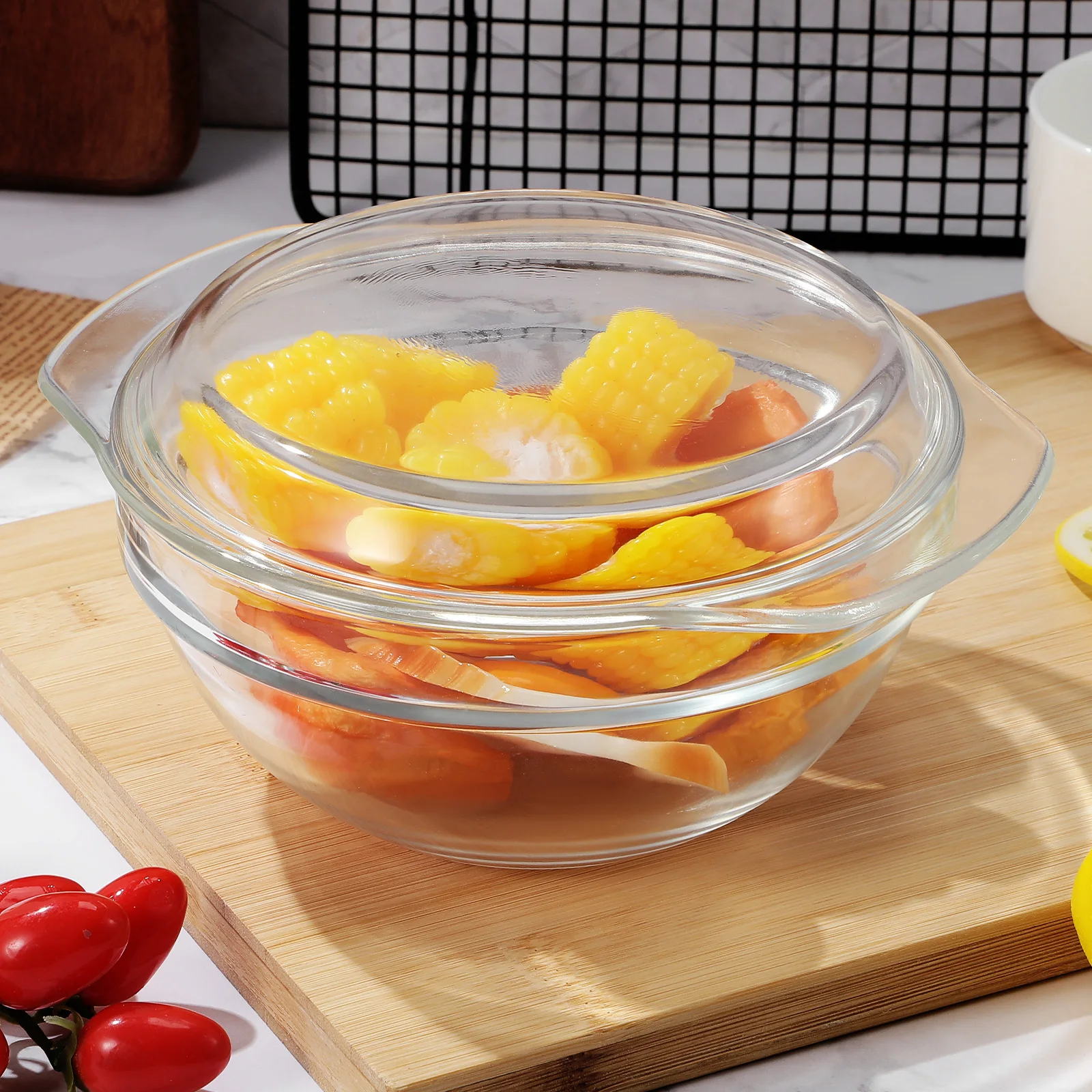 

1pc Microwave Splatter Cover 17.8Cm Glass Food Cover For Bacon Beef Burgers Reusable Dish Lid Oven Accessory Kitchen Tool