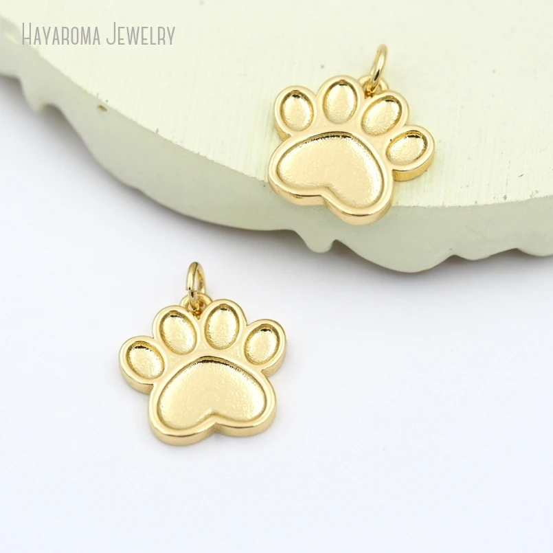 

6Pcs Copper Metal Footprint Bear Animal Wholesale Gold Color Pendant Jewelry Charms PM53670
