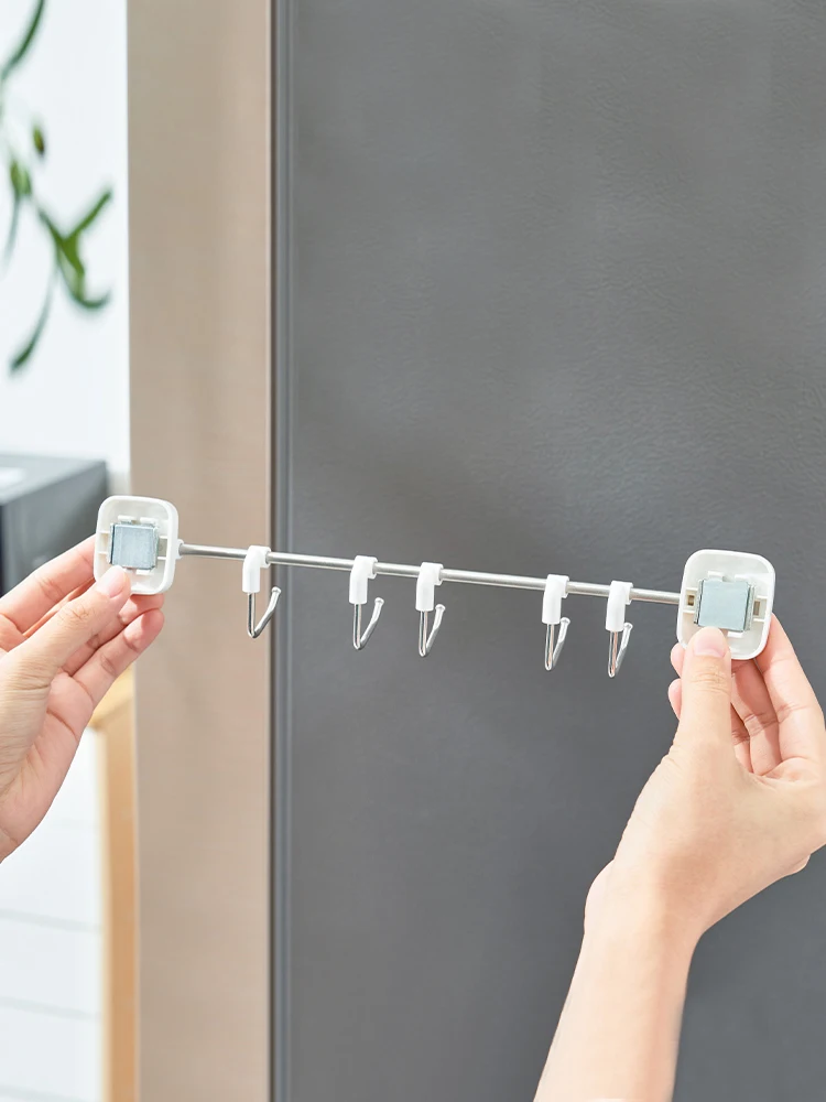 Keuken Haak Rack Punch-Gratis Opslag Muur Opknoping Staaf Magnetische Houder Keukengerei Levert Rek Rij Haak-Opslag Type rack