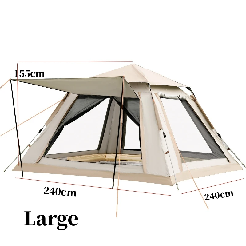 야외 캠핑 완전 자동 퀵 오픈 접이식 텐트, 3-4 인용 수용, 해변 이중 방수 캠핑 도매 텐트