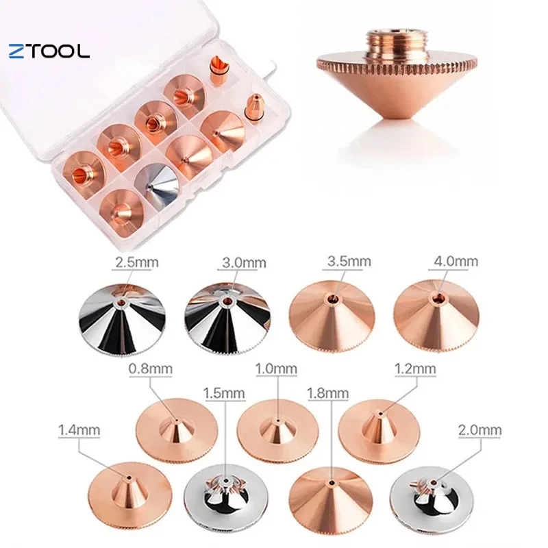 ZTOOL 섬유 커팅 헤드 레이저 노즐 Raytools Bodor 레이저 헤드 용 단일 이중 크롬 도금 레이어 D28 구경 0.8-5.0mm