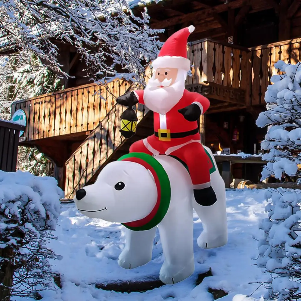 

Suitable For Indoor And Outdoor Air Model Inflatable Decoration Riding Polar Bear Happy Christmas With Your Family Chrismas Gift