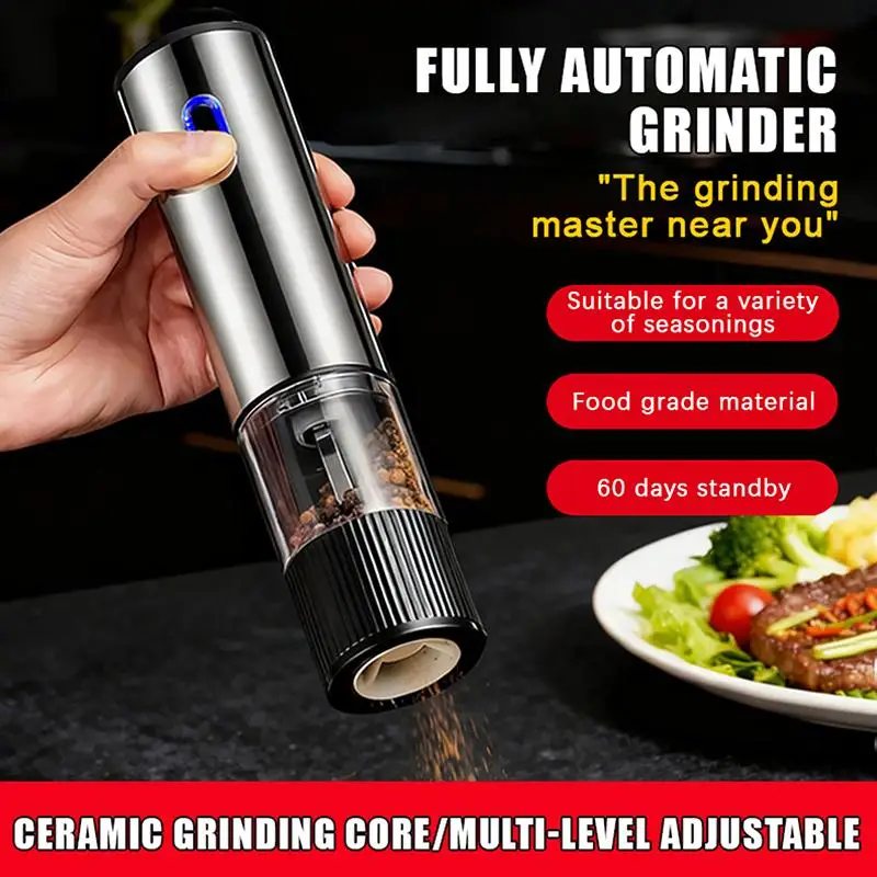 Electric Salt And Pepper Grinder Automatic Rechargeable Pepper Mill Shakers External Adjustable Coarseness Kitchen Appliances
