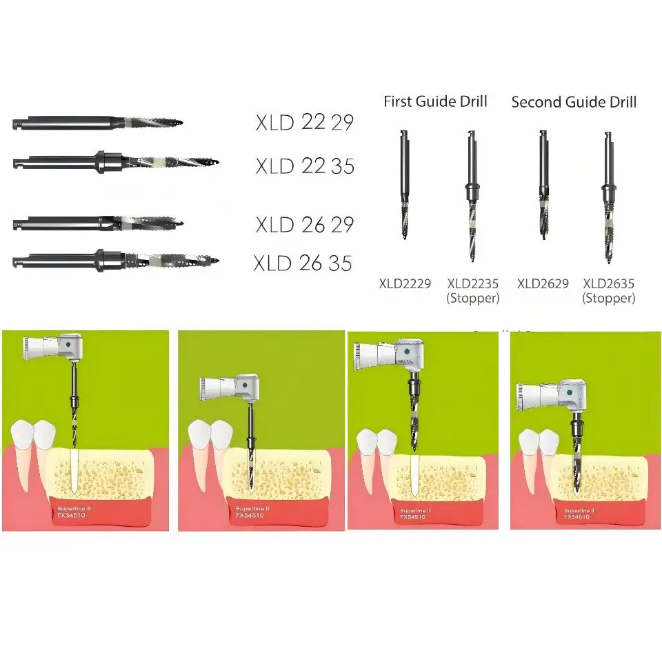 Dental Implant Lindemann Drill Kit First and Second Guide Drills XLD2229 XLD2235 XLD2629 XLD2635 Surgical Tool