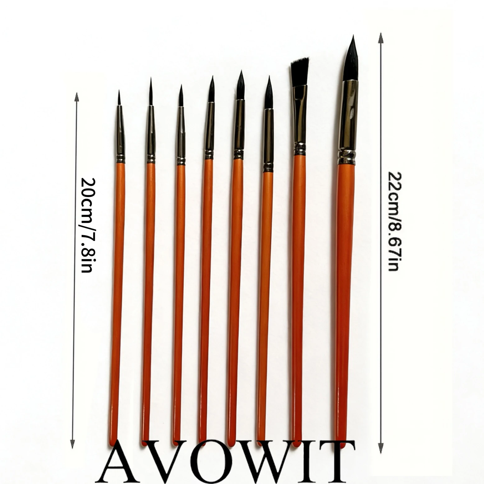 AVOWIT 8Pcs Art Paint Brushes - Versatile Round & Flat Nylon Brushes for Acrylic, Watercolor, Oil, Face Painting, Canvas, and DI