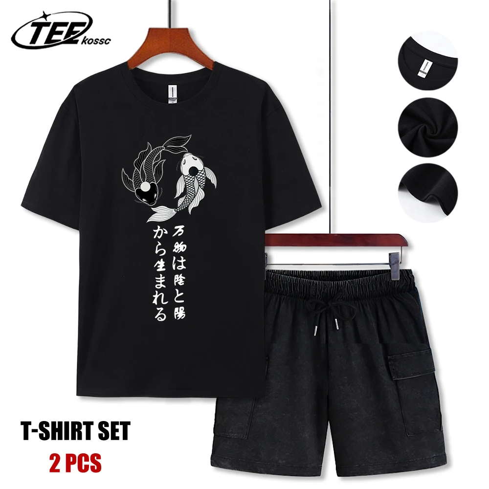 

Free Fish In The Water Prints Man T Shirt Fashion Casual T-Shirts Cotton Summer Clothing Loose Crewneck Unisex Short Sleeve Suit