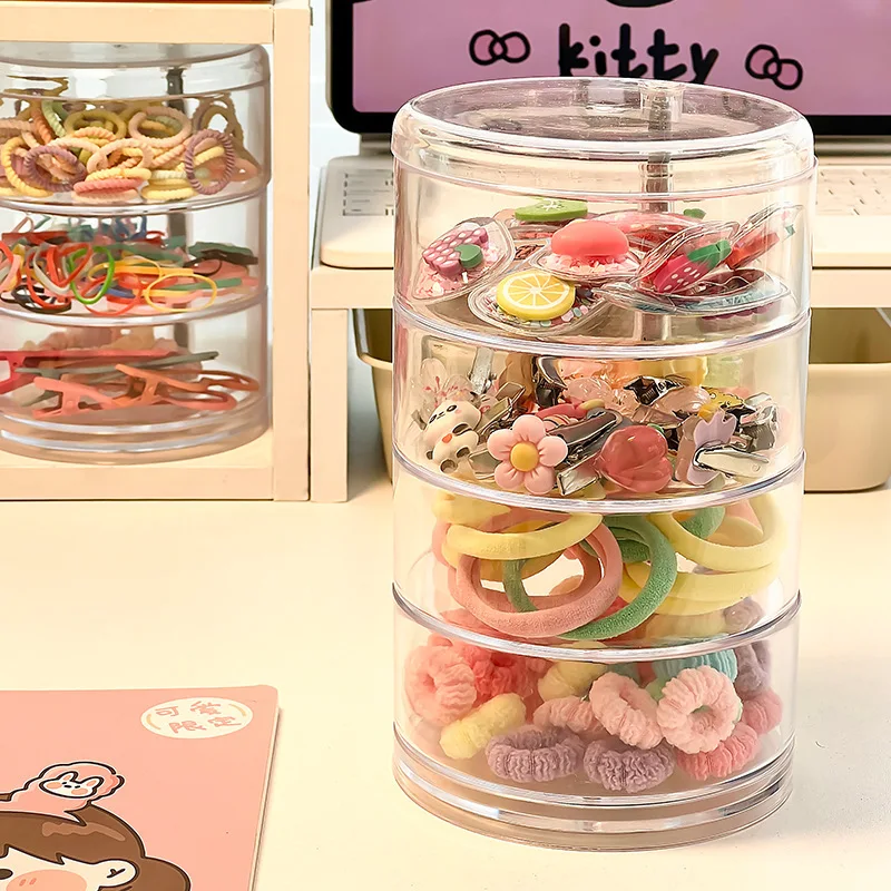 صندوق منظم لإكسسوارات الشعر من الأكريليك، أربطة شعر مرنة، دبابيس شعر للأطفال، حقيبة تخزين لأغطية الرأس، صندوق مجوهرات للأطفال