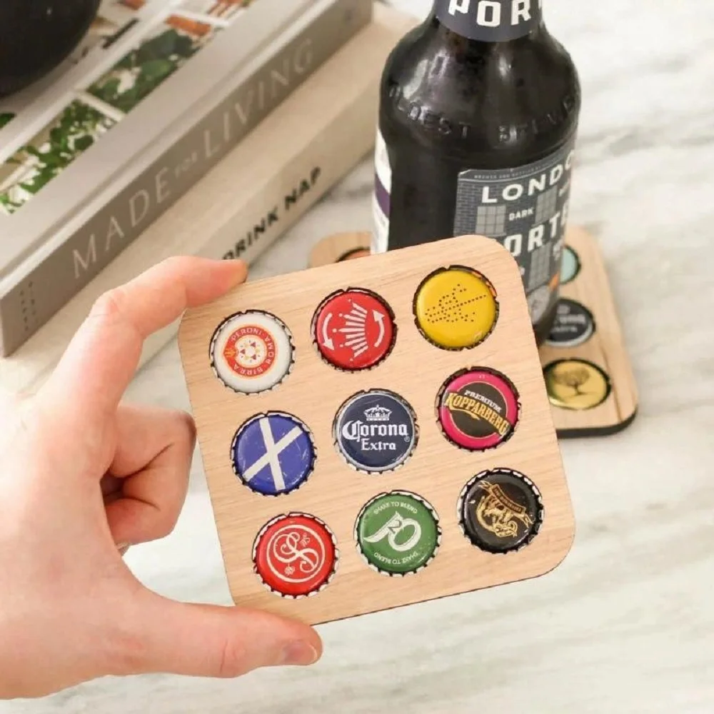NEW Wooden Beer Bottle Cap Collection Coaster Creative Beer Cap Decoration Art Map Display Gift for Beer Enthusiasts 5