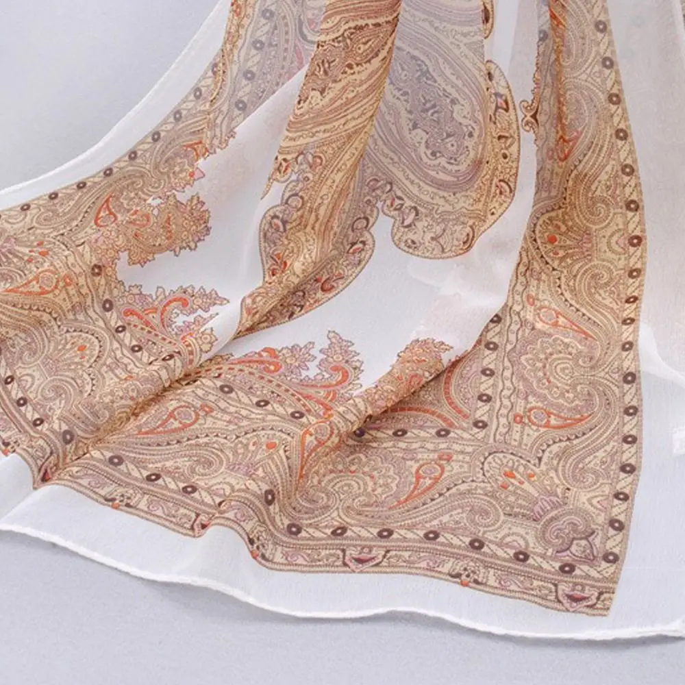 Elegant 160*50cm Chiffon Scarf Sunscreen Floral Long Wrap Shawl Gradient Washable Beach Gauze Scarf for Women