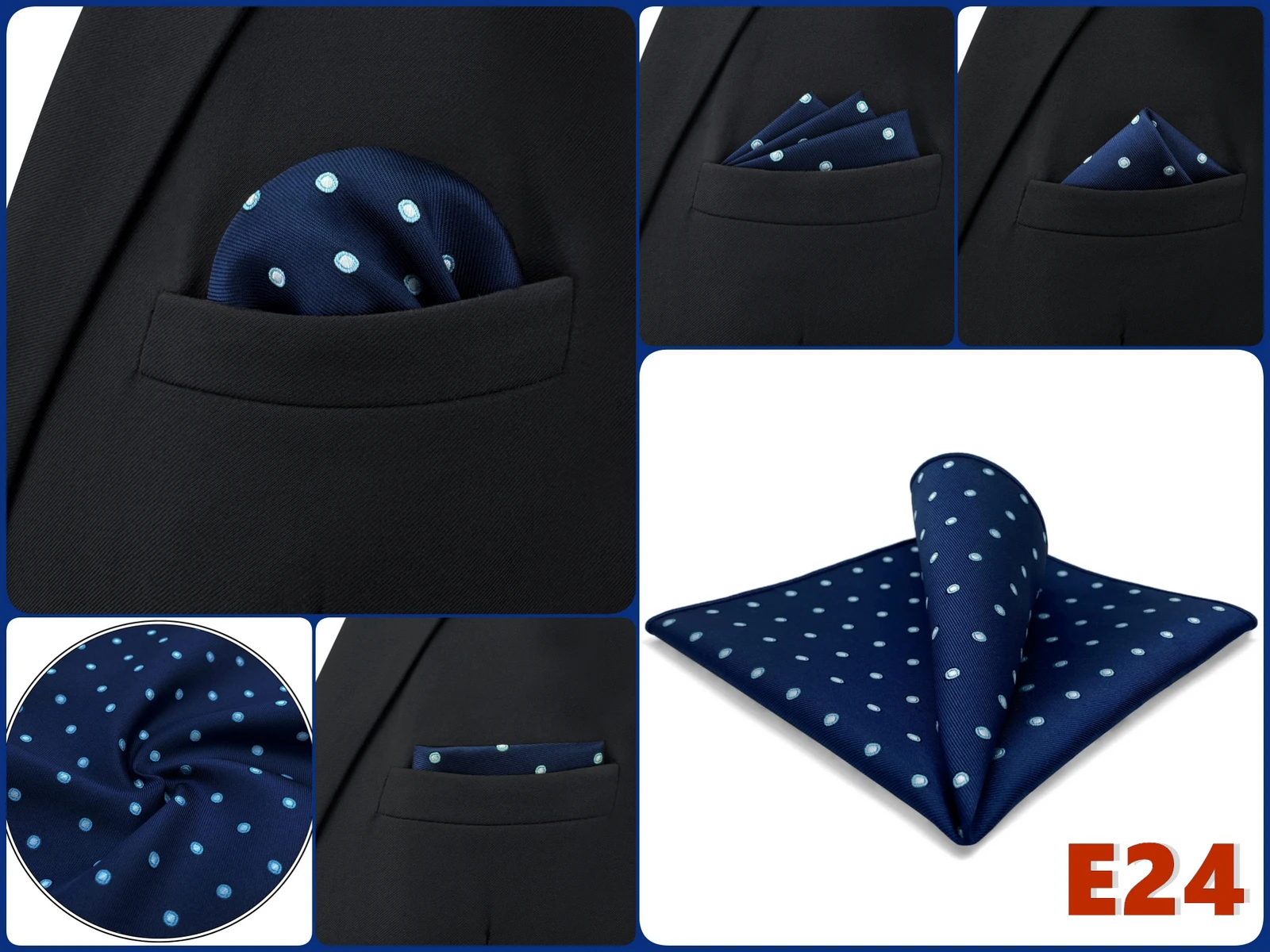 Pocket Square Handkerchief for Men Polka Dot Dots Plaid Check Checkered Suit Pocket Towel Hanky Mens Gift Wedding Business Party
