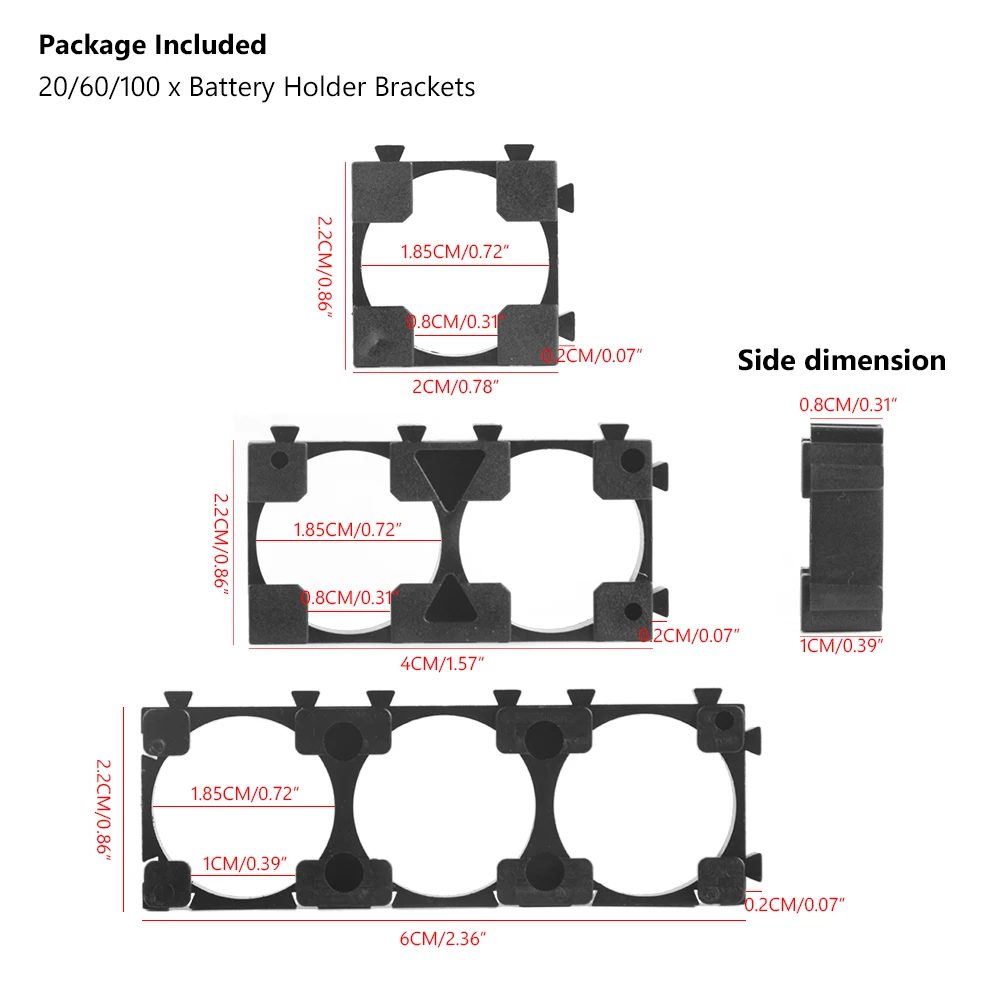 20/100Pcs Plastic Battery Holder Bracket Cylindrical 18650 Case Cell Holder Safety Anti Vibration Li-ion Battery Holder