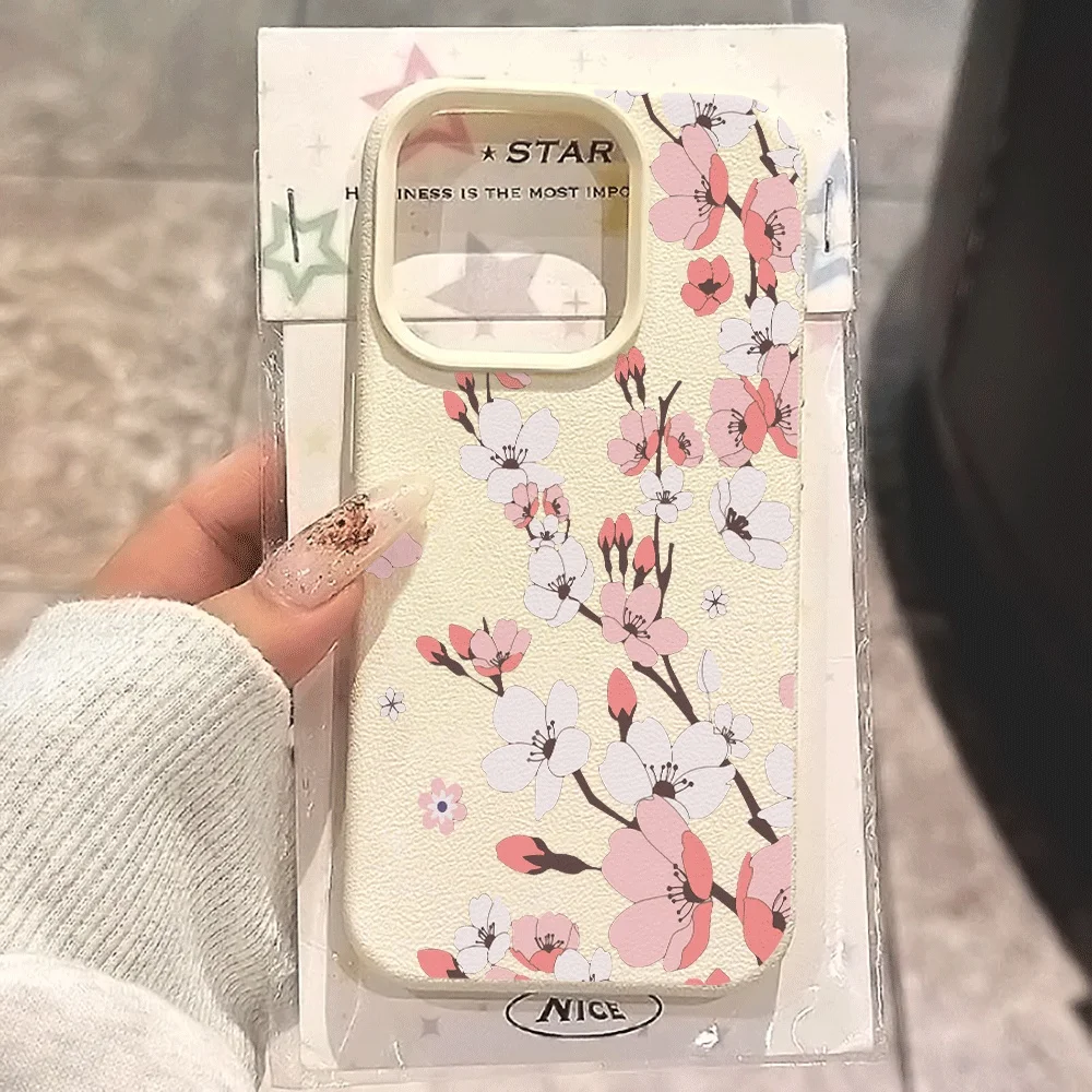 Korean Weeping Cherry Phone Case For iPhone 17 16 15 14 13 12 Pro Max 17 16 15 14 Pro 16 15 14 Plus 17Air Silicone Matte Cover - view 3