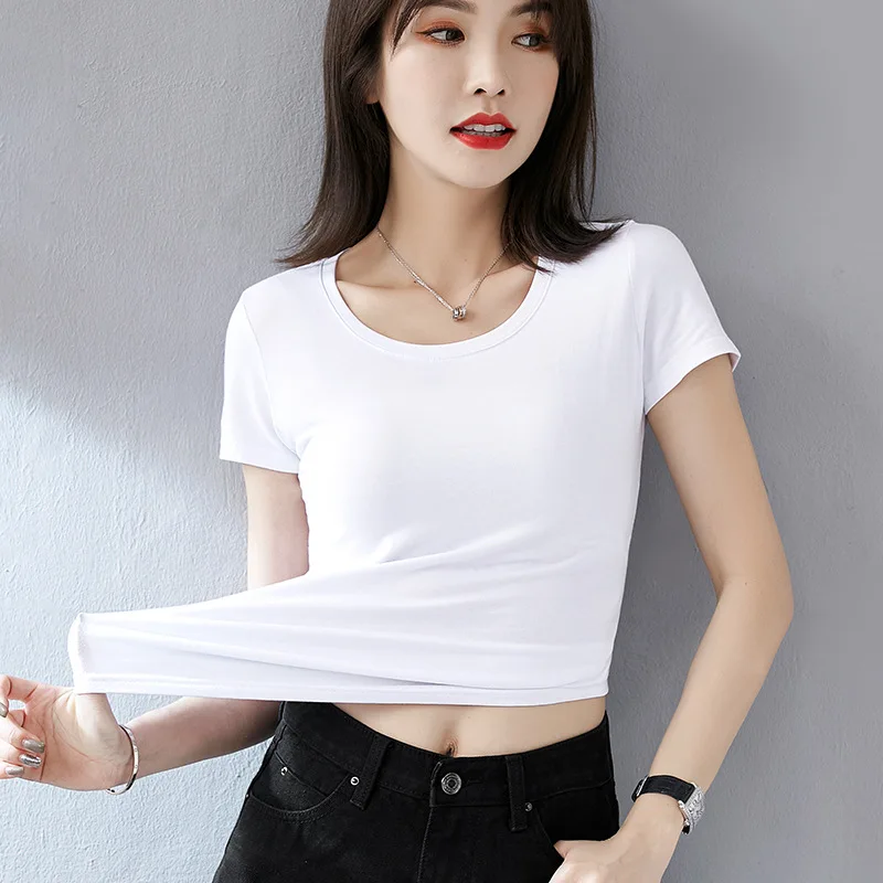 

MRMT 2024 Brand New Women's Short Pure White T Shirt Short Sleeved Slim Women's Cotton Top T Shirt Bottoming Shirt Tide