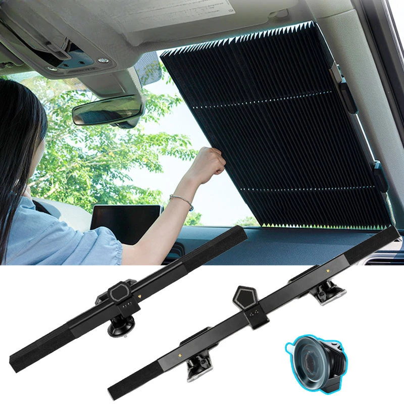 Car Retractable Windshield Sun Shades Universal Auto Sunshade Cover Fits for Most Vehicle Trucks SUV UV Protection Front Windows