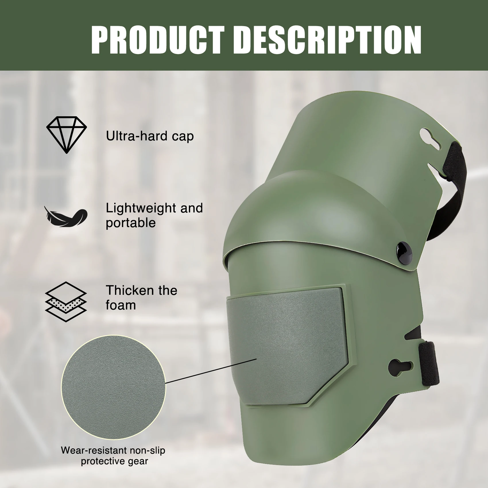 وسادات ركبة شديدة التحمل مع أشرطة قوية مزدوجة قابلة للتعديل، وسادة إسفنجية EVA، تصميم مضاد للانزلاق لإصلاح أرضيات البستنة في المنزل #3