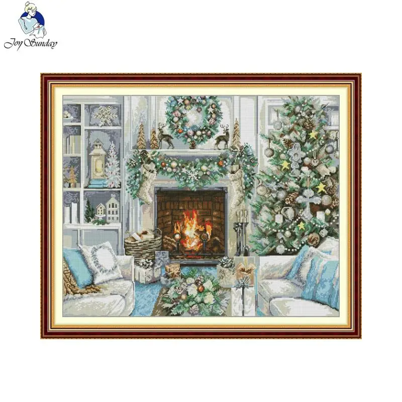 

Набор для вышивки крестом Joy Sunday Aida 16/14/11CT Рождественская атмосфера HD наборы для вышивания холста с принтом для начинающих