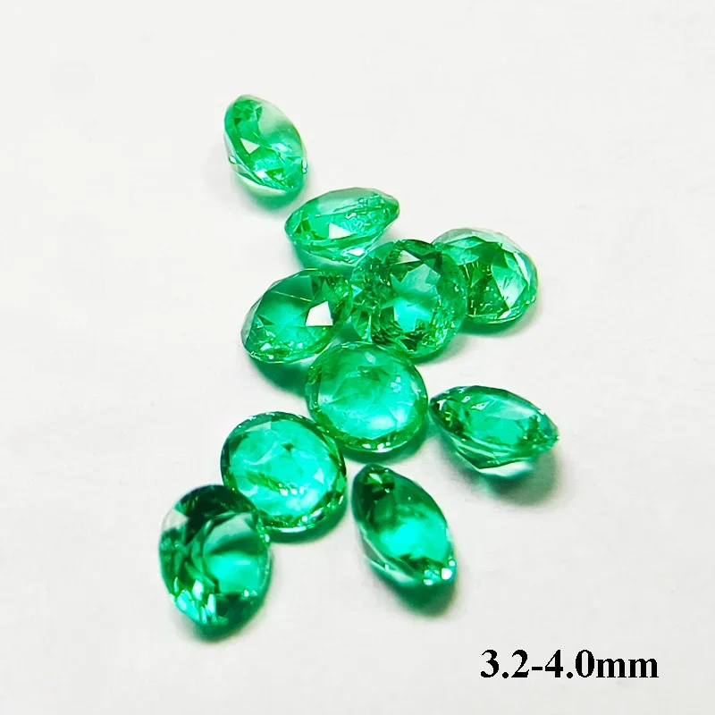 Lab Grown Columbian Emerald Round Shape 3.2-4.0mm Charms Gemstone DIY Ring Necklace Earrings Main Materials Available Certificat