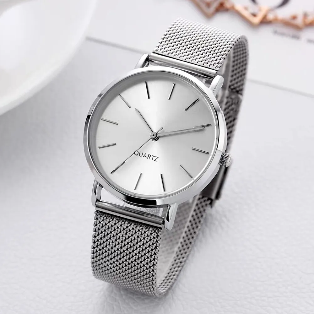 Simple Quartz Watches Women Luxury Metal Analog Wristwatches for Women Fashion Sliver Ladies Watch Clock Gift montres femmes