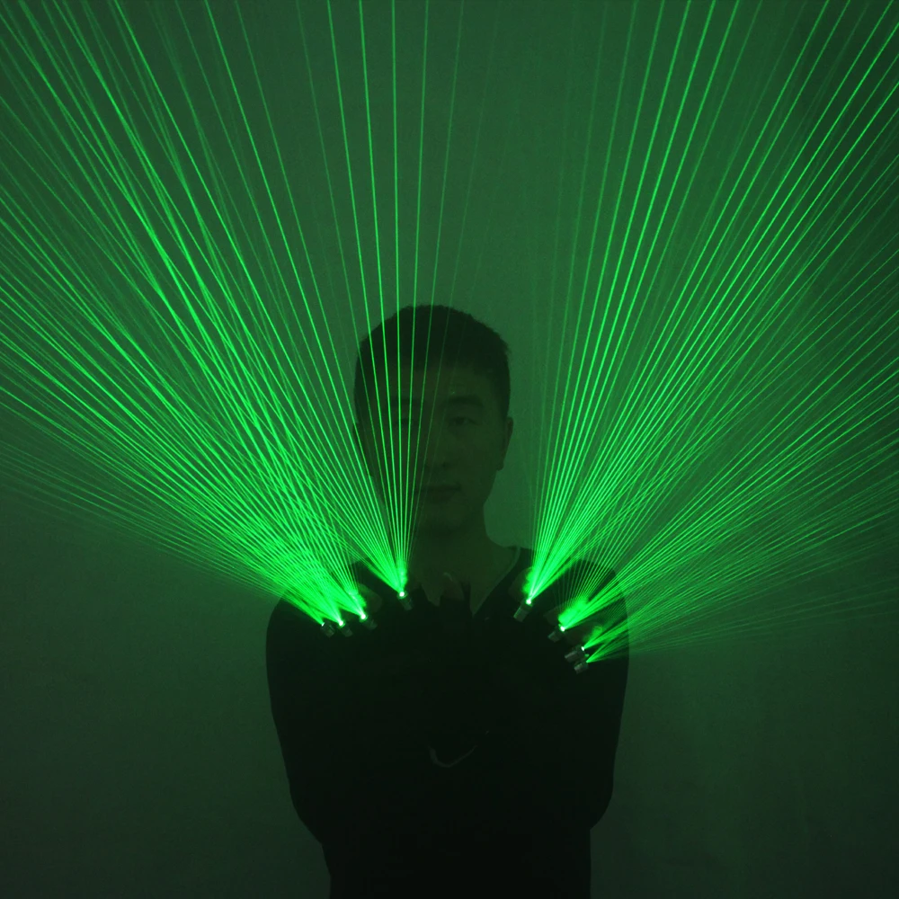 2 in 1 Multi-Line Green Laser Gloves LED Lazer Mitten Ray Gloves Rave LED Flash Finger Palm Light Dress Up LED Robot Suit - Image 3