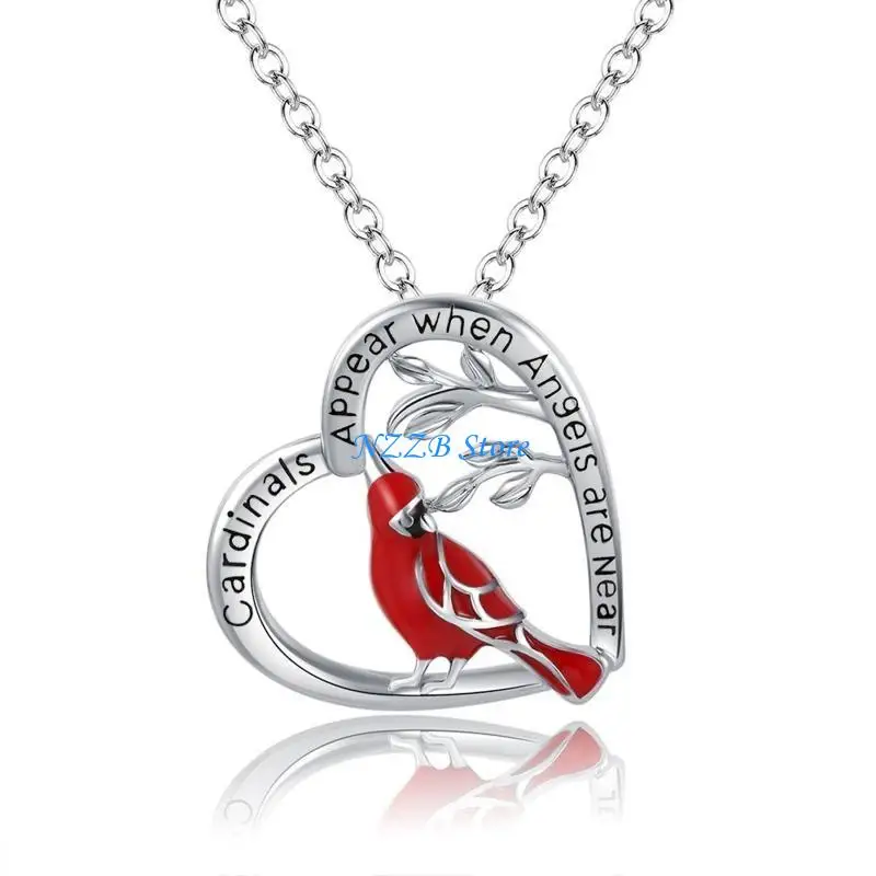 

T21F Red Pendant Necklace Silver Inspirational Memorial Jewelry Ornaments