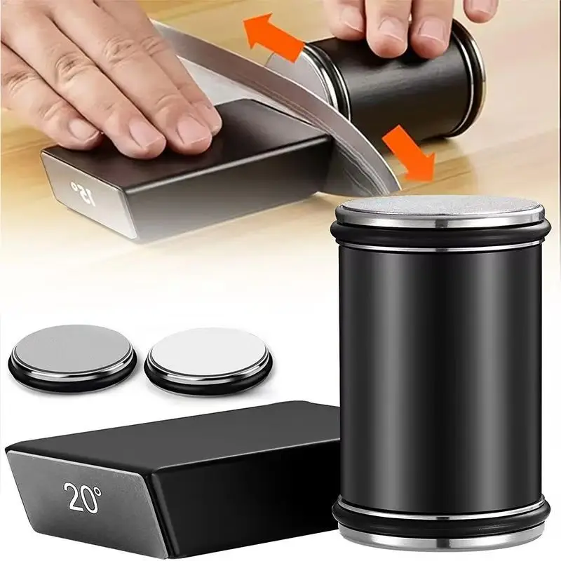 Knife Sharpener Roller, for Kitchen Knives, Industrial Diamond Roller Sharpener Stone Magnetic Offers 15 & 20 Degrees Sharpening