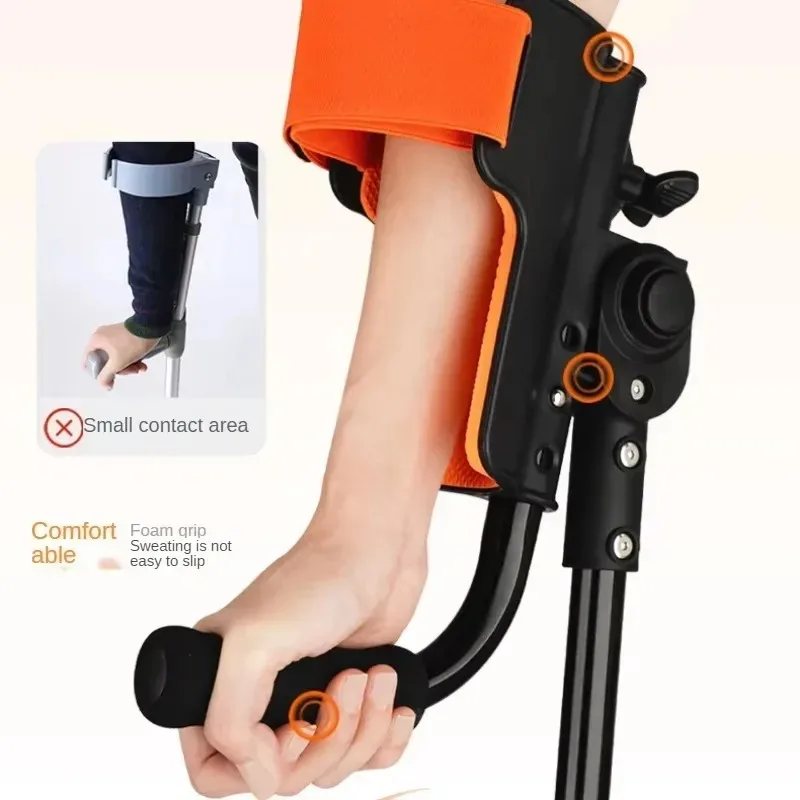 Medical Elbow Crutches Arm Crutches Alloy Fractured Ankle Injuries Portable Folding Crutches Adjustable Height