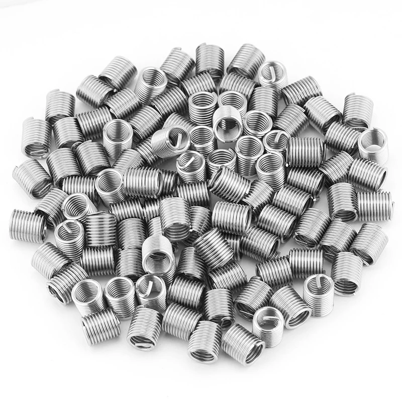 100Pcs M8X1.25X2D Stainless Steel Coiled Wire Insert Set Helical Threaded Insert Wire Screw Sleeve Threads Repair Tools