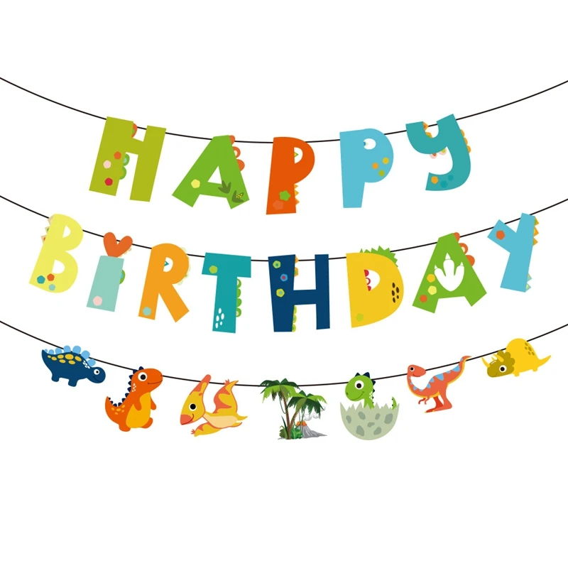 Dinozaur Happy Birthday Garland Banner Roar Dino Party Balloons Jungle Animal Safari 1st Kids Birthday Party Decoration Supplies — zdjęcie 3