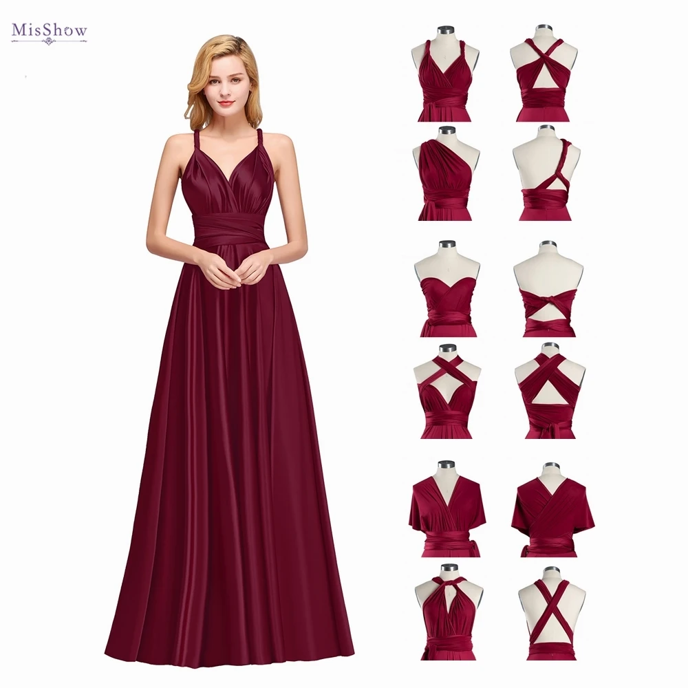 

2024 Infinity Dress Plus Size Bridesmaid Dresses Women Convertible Sexy Backless Multiway Milk Silk Wedding Evening Party Gowns