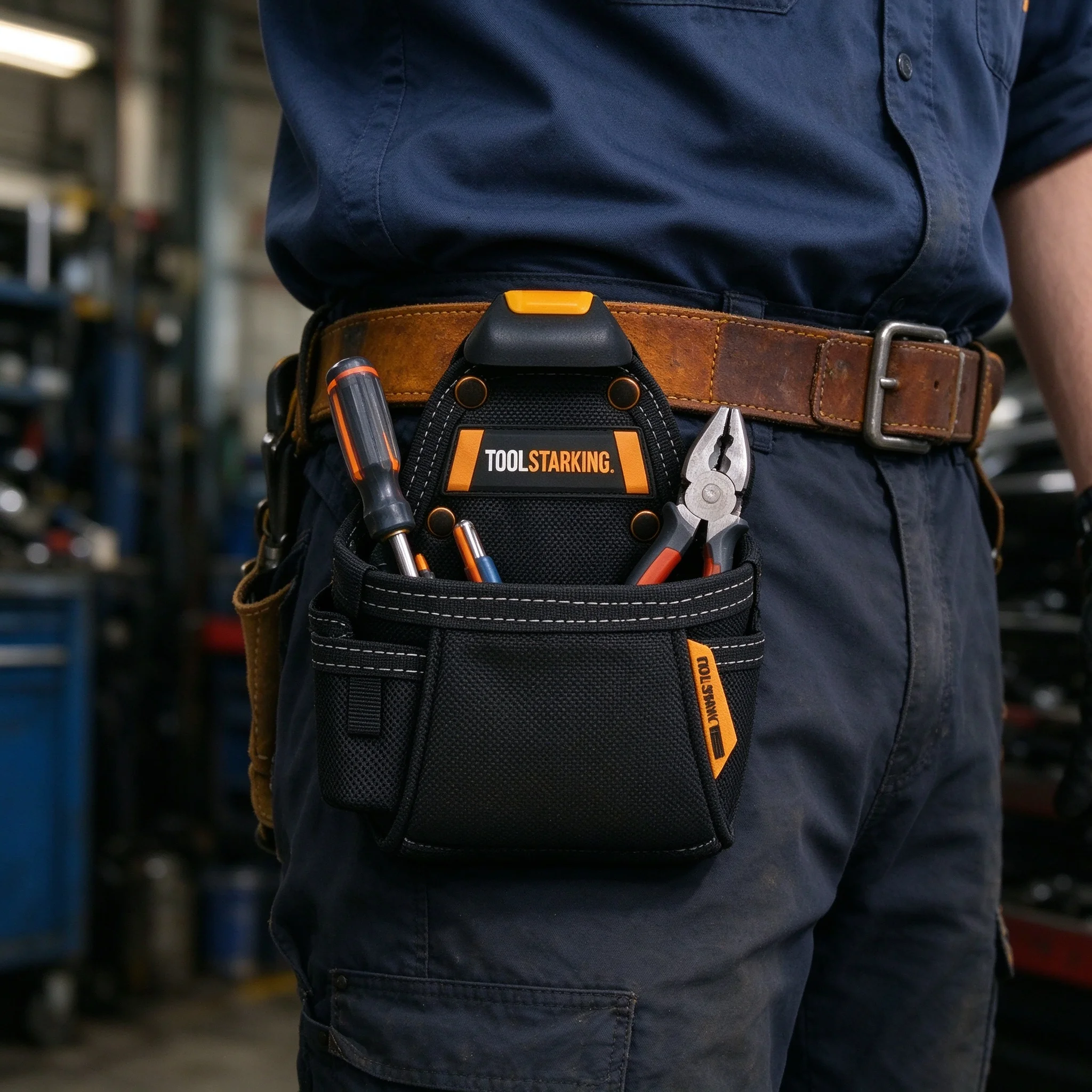 TOOLSTARKING 1200D Oxford Fabric Tool Bag Waist Pack Professional Woodworking Tool Pouch Wear-Resistant Electrician Belt Bag