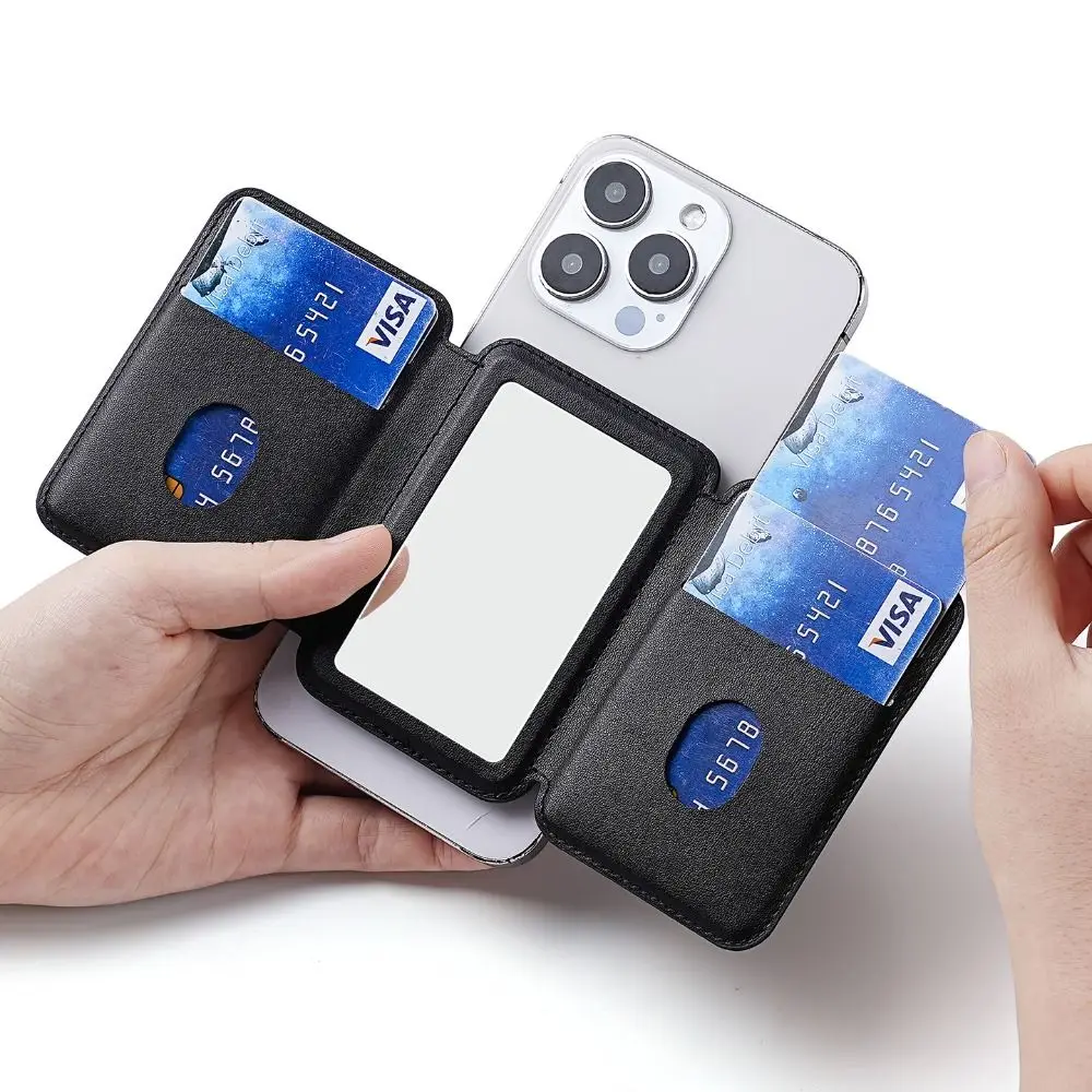 

Держатель для карт-кошелька Magsafe с зеркалом, складная магнитная подставка, сильная адсорбция для iPhone 17, 16, 15, 14, 13 Pro Max