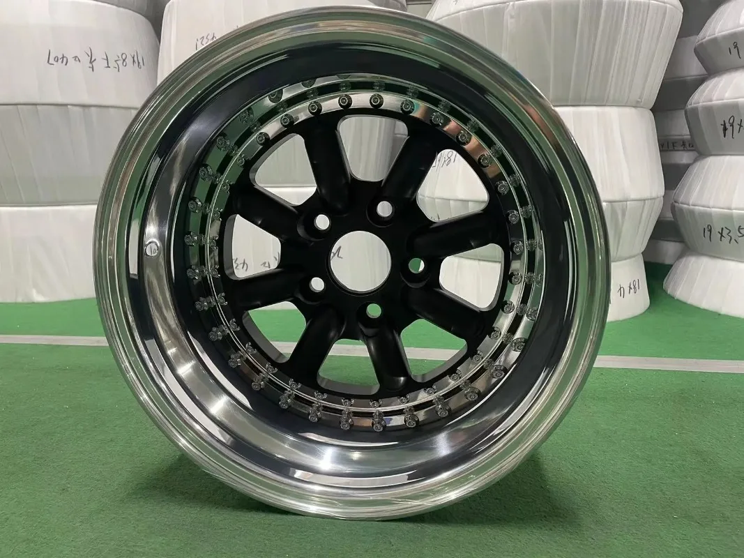 PWC Customized Forged Aluminum Small Size 3PCS Forged Wheel Polished Lip with Matte Black Center 15inch