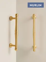 Nurlin Solid Brass American French Light Luxury Furniture Cabinet Drawer Wardrobe Door Long Handle Gold Vintage Cloakroom Pull