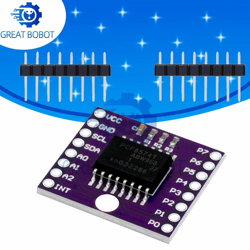 PCF8574T I2C IO Expander Module - Cascading Interface Board for Arduino/Raspberry Pi