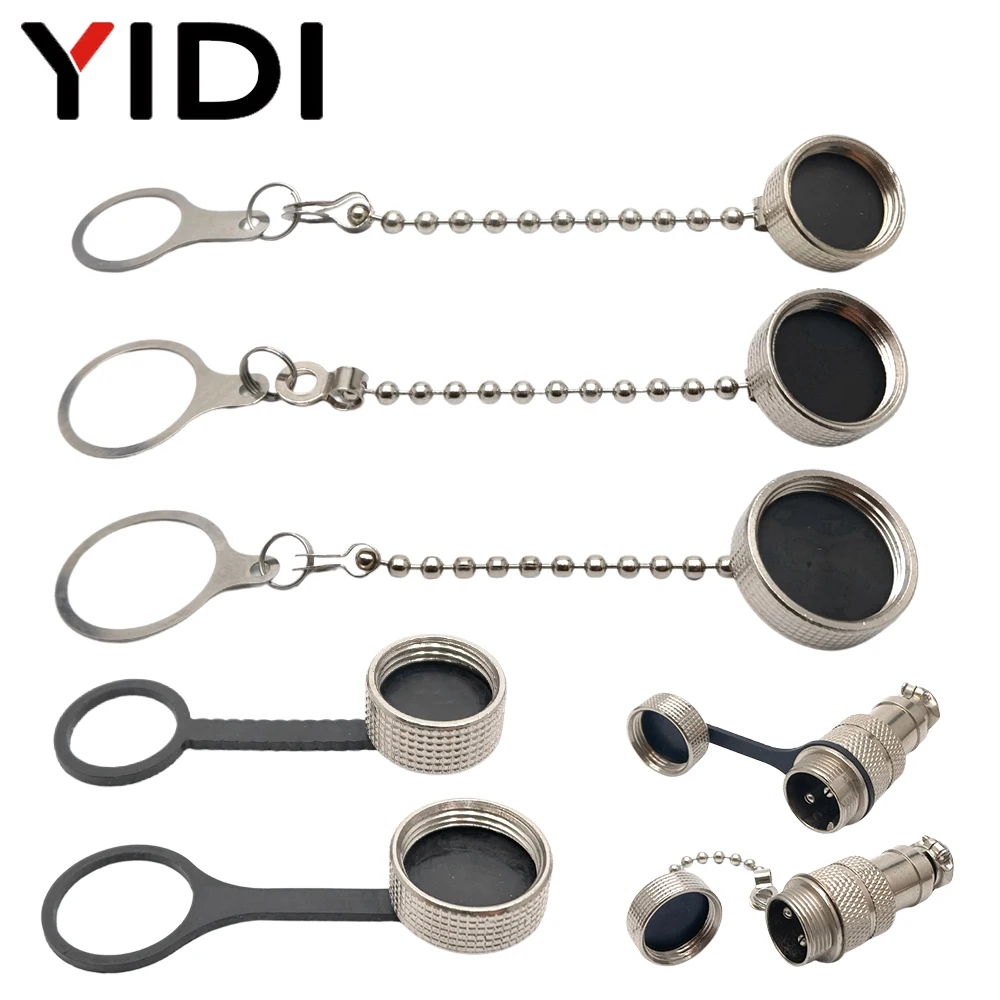 3/5/10 stücke GX12 GX16 GX20 Luftfahrt Rundsteckdose Wasserdicht Staub Kabel Stecker Metall Leder Kette Schutzhülle Kappe
