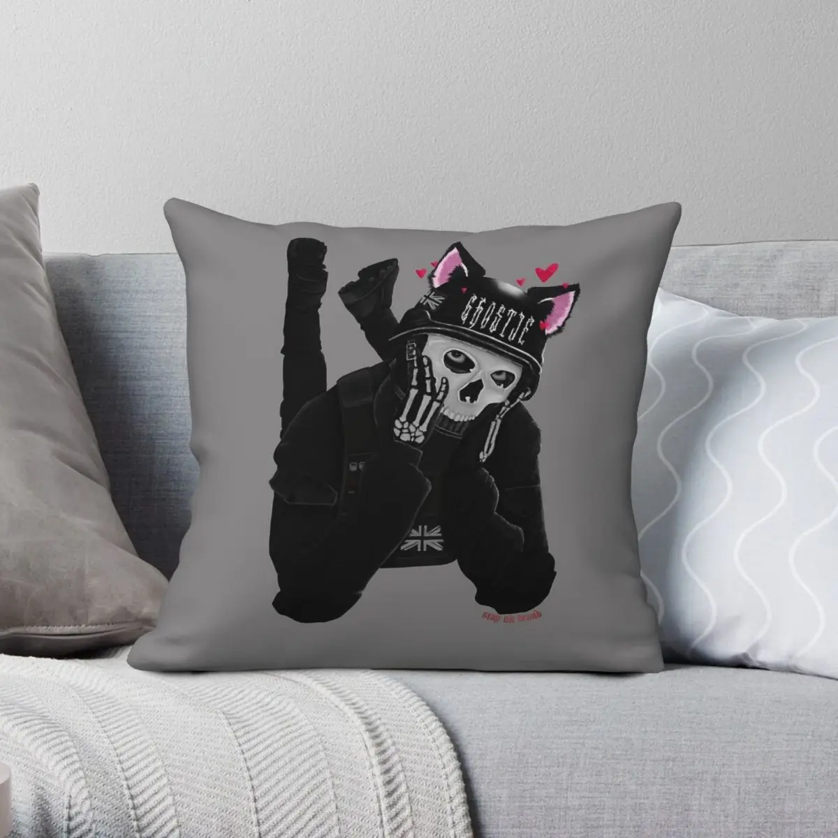 Call Of Duty Simon Ghost Riley Square Pillowcase Polyester Linen Velvet Creative Zip Decorative Throw Pillow Case Cushion Cover