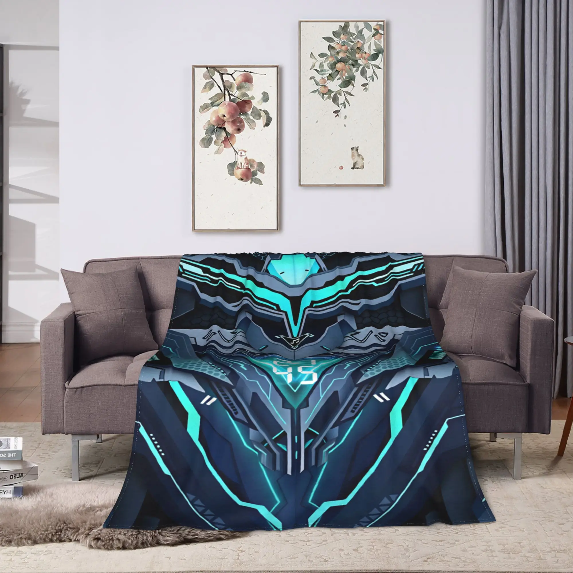 Neon Mechanical Robots Printing Flannel Blankets Spring  Soft Throw Blanket for Kids Outdoor Funny Bedspread Sofa Bed Cover