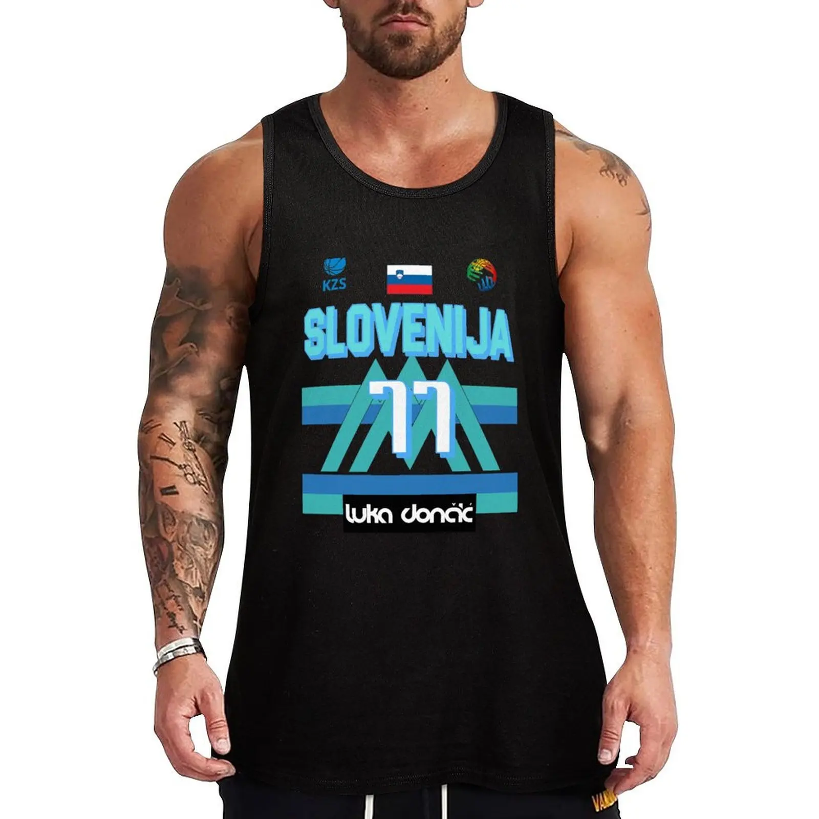 

Luka Doncic Slovenija Fan Design Tank Top Gym Training Tank Top Moisture Wicking Performance