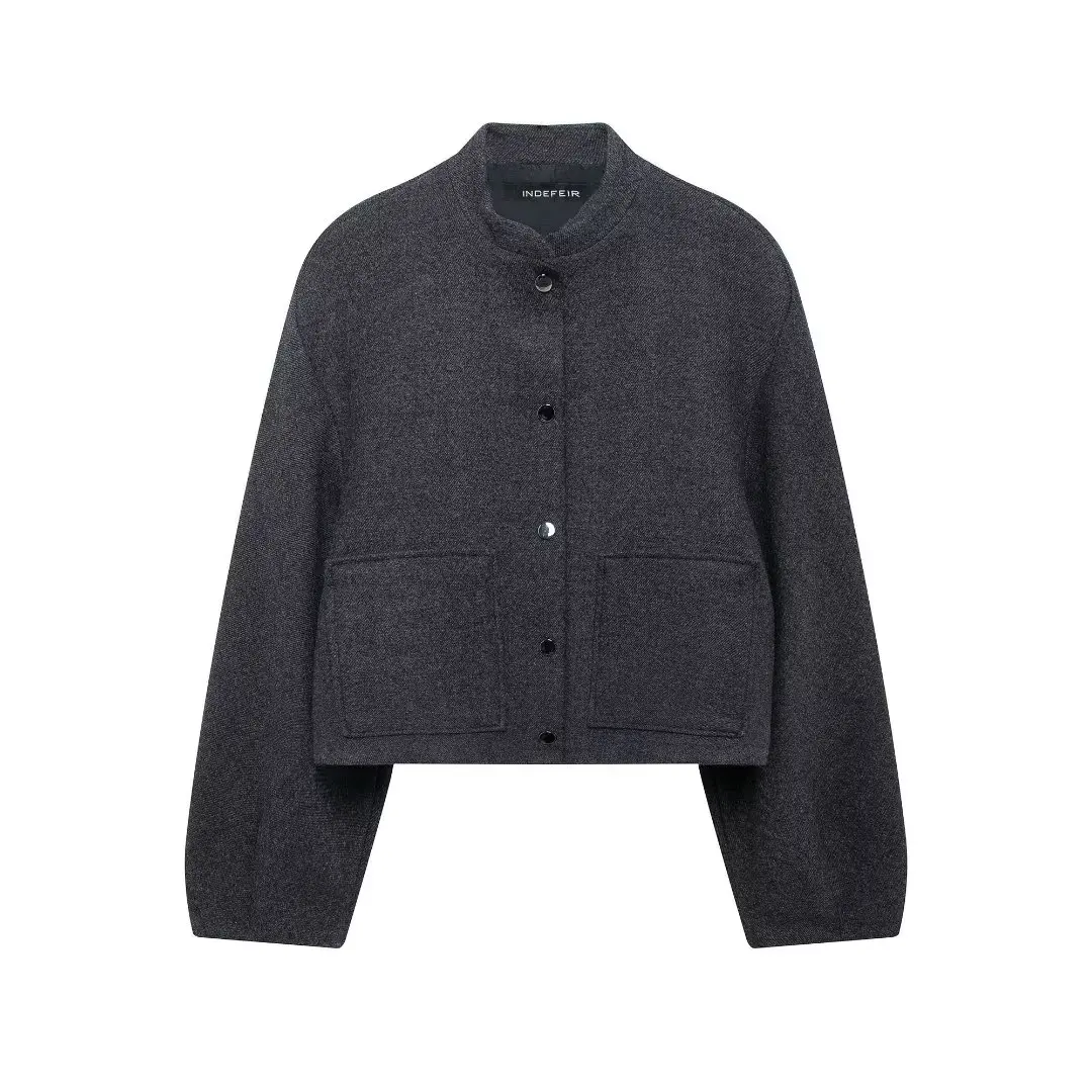 유행 간단한 짧은 파일럿 재킷 코트 여성 가을 ​​새로운 도착 2024 우아한 루즈 피트 나비 매듭 장식