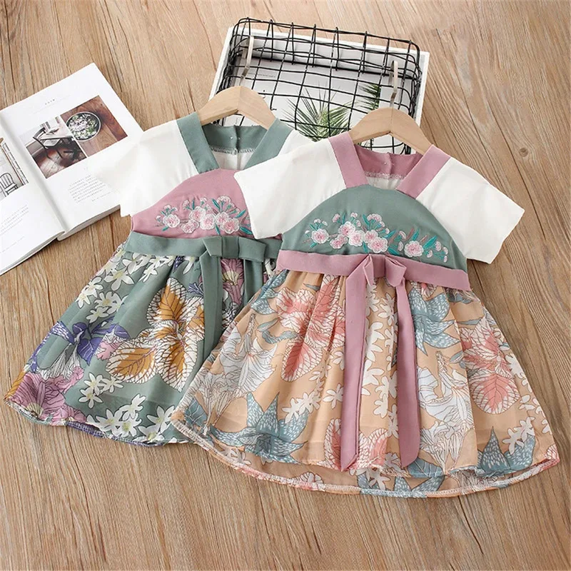 فستان مولان للأطفال أزياء مولان للهالوين للفتيات الرضع فستان شيفون ناعم مطرز بالزهور ملابس صينية يابانية تقليدية