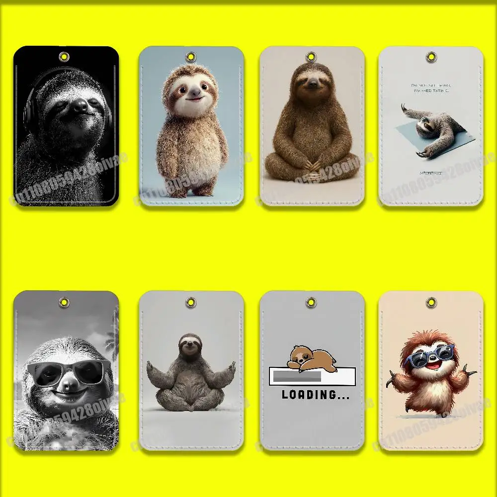 

Yoga Sloth Sleep Cute Card Holder Case For ID Clips Credit Bank Subway Sleeves Storage Bag Adornment Keychain