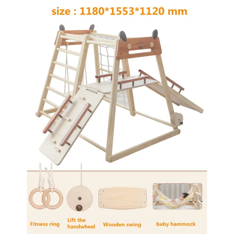 Montessori Furniture Indoor Playground Slides Kids Swing Wooden Climbing Rope Frame Spielplatz Home Exercise Equipment