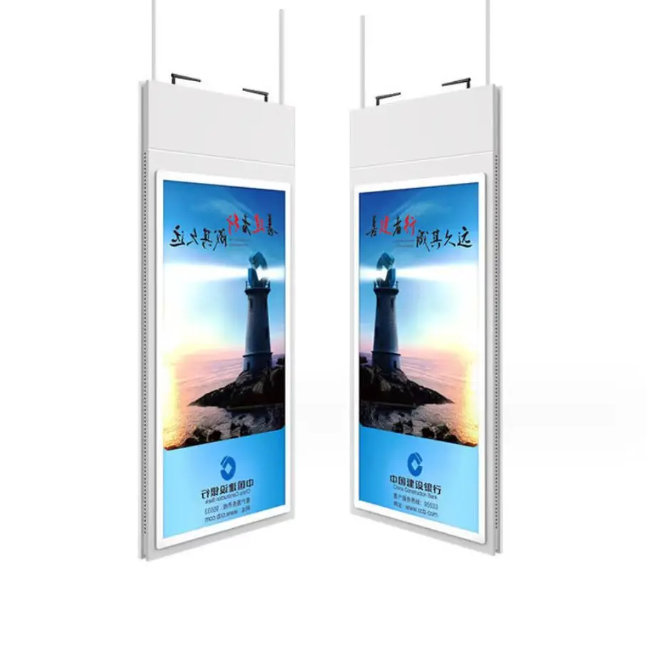 Dual Side High Brightness Hanging Advertising Digital Signage And Displays With Transparent Glass LED Screen