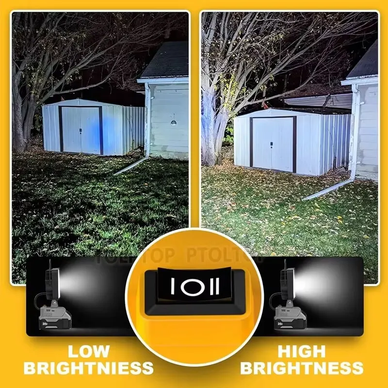 NEW camping  LED work light is used for DEWALT 18V 20V battery with USB Type-C LED for indoor and outdoor emergency lighting
