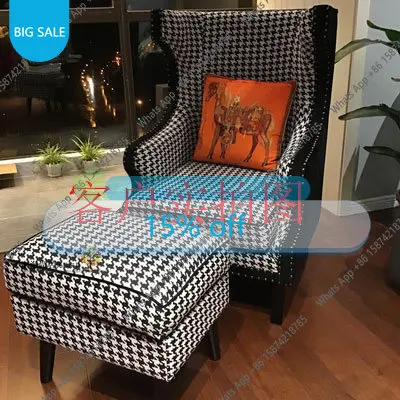 Yy Neoclassical Thousand Bird Grid Single Sofa Bedroom Wabi Sandy Wind Niche Tiger Chair Living Room Small Apartment