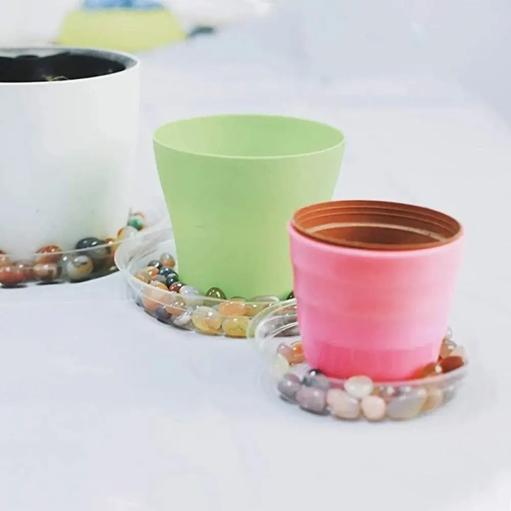 5pcs 6/8/10/12 Inch Plastic Flower Pot Tray Round Anti-slip Planter Mat Transparent Reusable Drip Trays Potted Plant