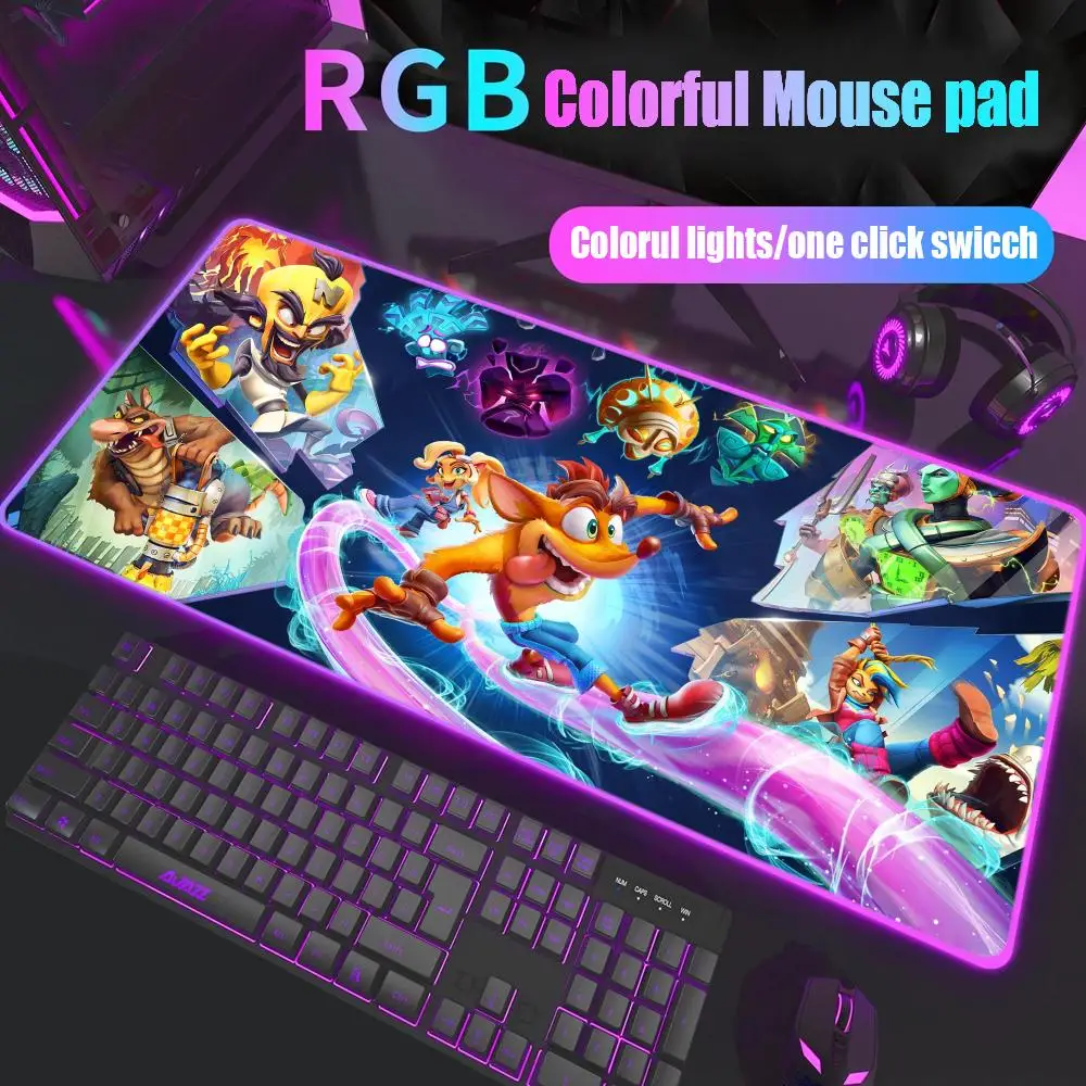 

Game crash bandicoot 4 Mouse Pad Gamer Rgb Desk Mat Back Light Led Mousepad Setup Gaming Accessories Deskmat Big Mousepad